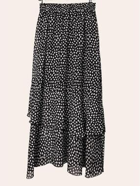 Tiered Black and White Pattern Skirt